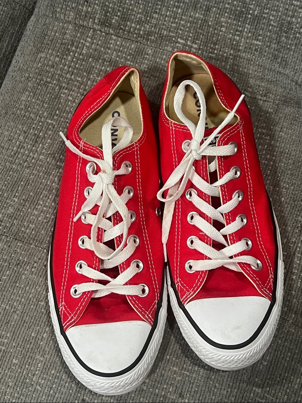 Converse Red Low-Top Canvas Sneakers with White Laces